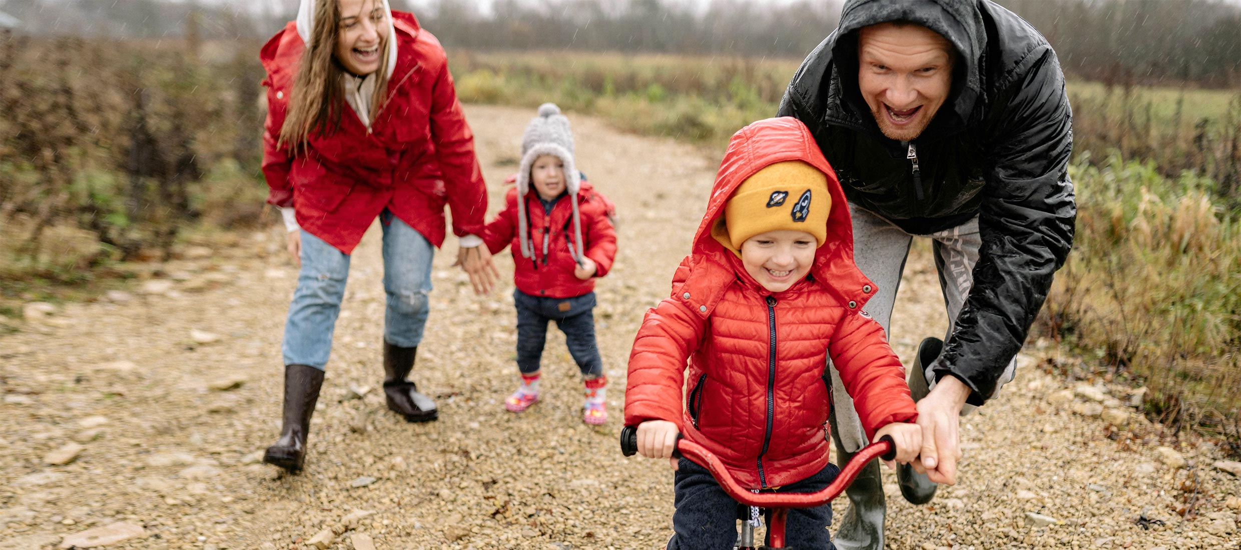 Young family on trail